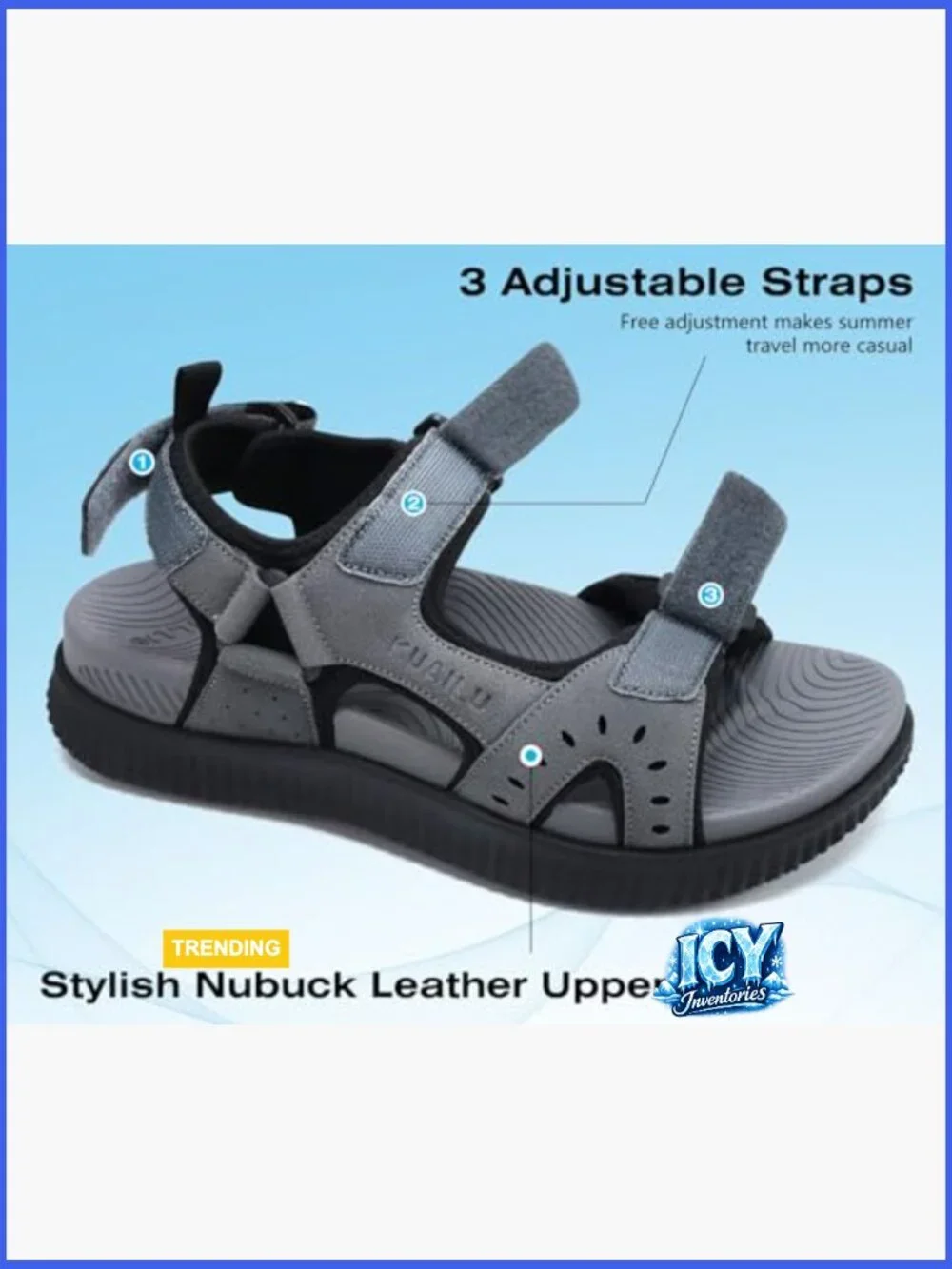 Men's Hiking Sandals with Arch Support Sport Recovery Athletic Walking Sandals